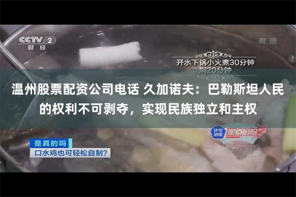 温州股票配资公司电话 久加诺夫：巴勒斯坦人民的权利不可剥夺，实现民族独立和主权