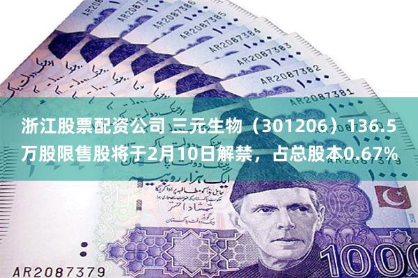 浙江股票配资公司 三元生物（301206）136.5万股限售股将于2月10日解禁，占总股本0.67%