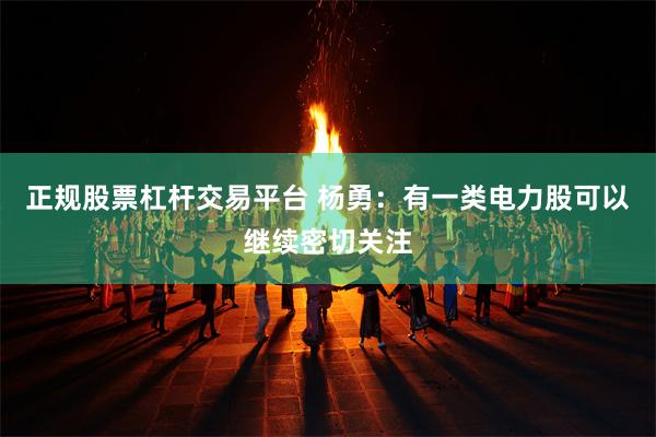 正规股票杠杆交易平台 杨勇:有一类电力股可以继续密切关注